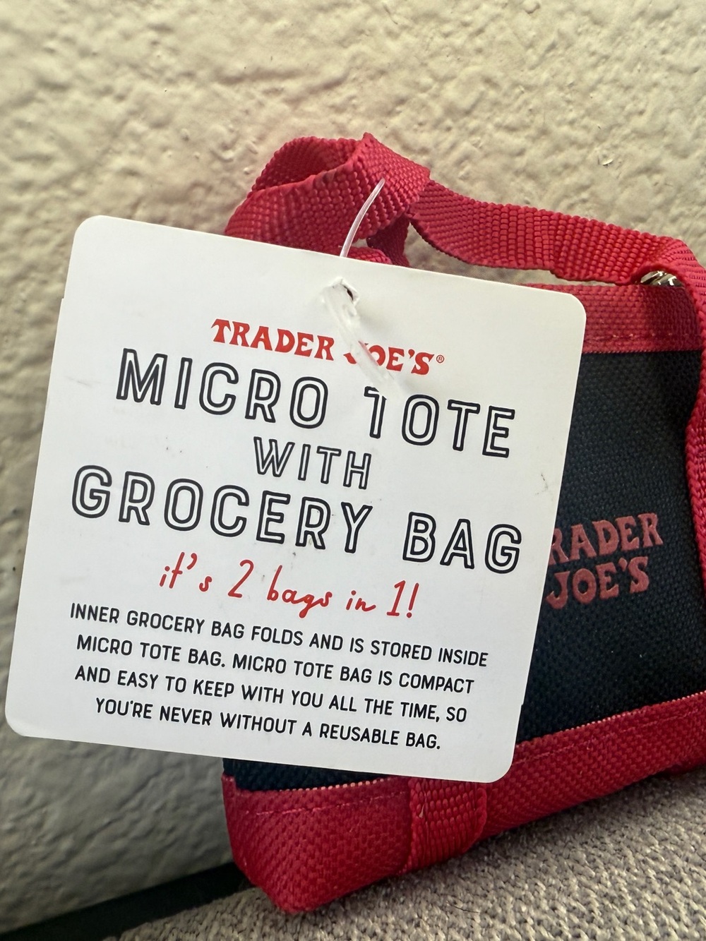 Trader Joe’s Micro Tote with Grocery Bag - Picture 5 of 11